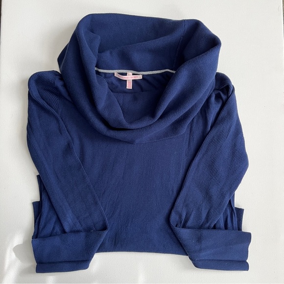 Victoria’s Secret Size Medium Cowl Neck Sweater – Navy Blue Soft Knit Top - Picture 3 of 6